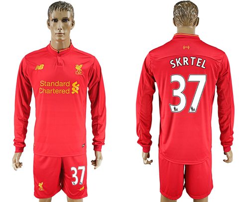 Liverpool #37 Skrtel Home Long Sleeves Soccer Club Jersey - Click Image to Close